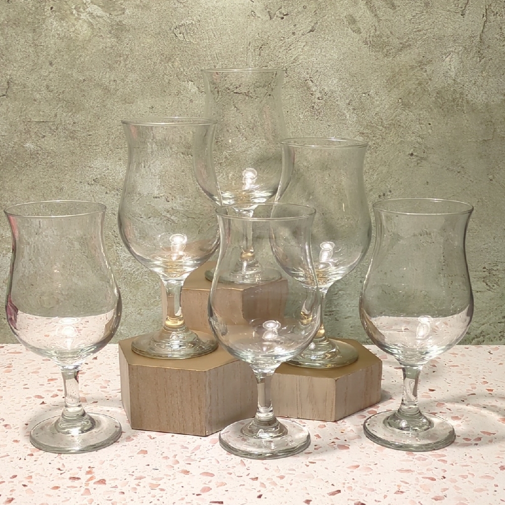Tulip Cocktail Glasses Clear | Set Of 6 | Hurricane Pina Colada Juices Mocktail